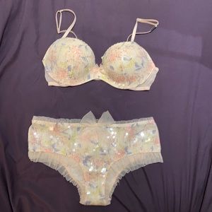**Accepting Offers** Victoria’s Secret sequin floral bra and underwear set
